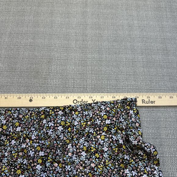 LOFT Pants Womens XL Black Floral Cropped Pull On Wide‎ Leg Boho Cottagecore New - Picture 4 of 7